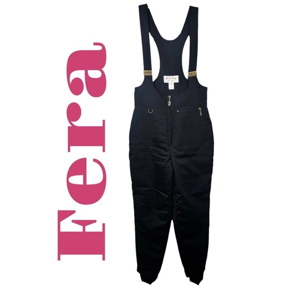 FERA INTERNATIONAL WOMEN’S VINTAGE 90s BLACK SNOW SKI BIB ONE PIECE STIRRUP, SIZ - Picture 3 of 14